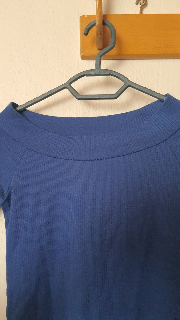 Uzun Kollu Mavi Kadın Triko - Görsel 3