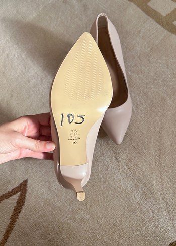 39 Beden ten rengi Renk Bej Deri Stiletto Topuklu Kadın Ayakkabı