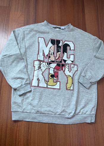 Gri Mickey Baskılı Sweatshirt - Görsel 2