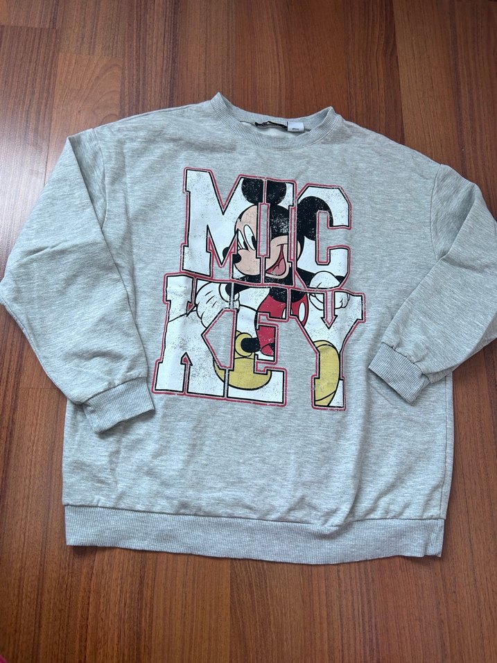 Gri Mickey Baskılı Sweatshirt - Görsel 2