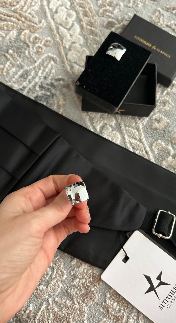 Klasik Siyah Desenli Erkek Papyon kuşak - Görsel 3