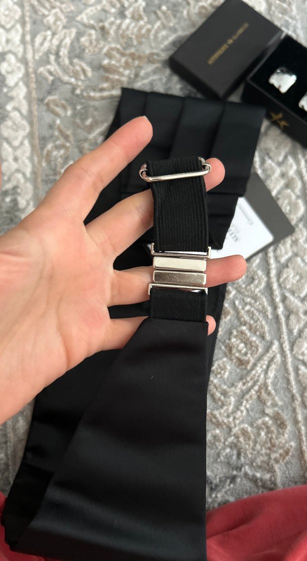 Klasik Siyah Desenli Erkek Papyon kuşak - Görsel 5