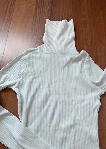 Beyaz Kadın Boğazlı İnce Triko Kazak - Görsel 2