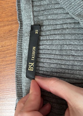 Düğmeli Gri Kadın Triko Kazak - Görsel 3