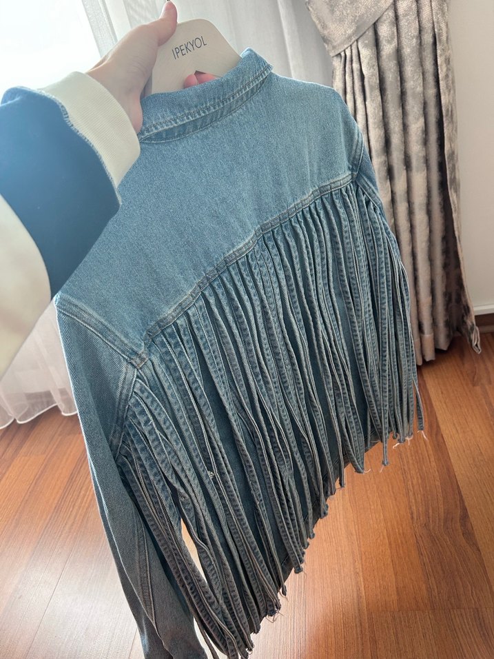 Düğmeli Mavi Denim Ceket - Görsel 3