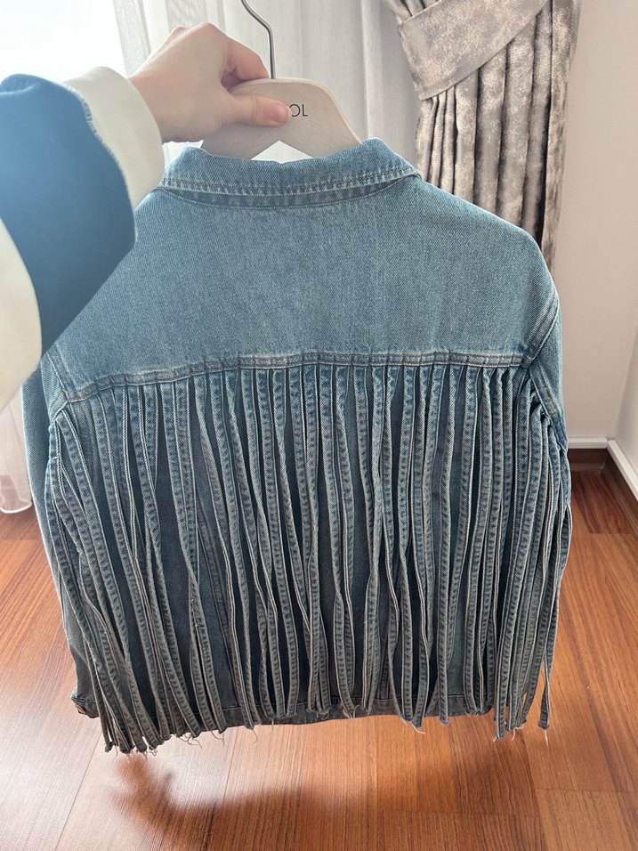 Düğmeli Mavi Denim Ceket - Görsel 4