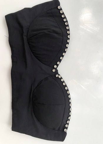 Siyah Strappy Mini Straplez Bustiyer M beden - Görsel 13