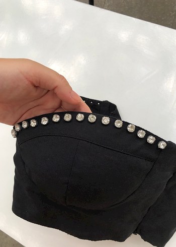 Siyah Strappy Mini Straplez Bustiyer M beden - Görsel 3