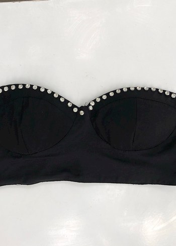 Siyah Strappy Mini Straplez Bustiyer M beden - Görsel 6