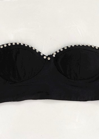 Siyah Strappy Mini Straplez Bustiyer M beden - Görsel 5