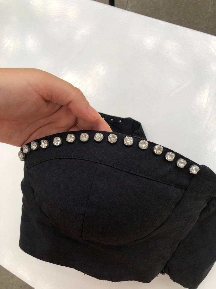 Siyah Strappy Mini Straplez Bustiyer M beden - Görsel 3