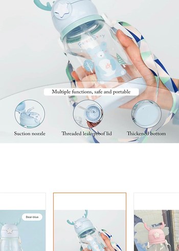 Renkli Çocuk Termos Şişesi - Geyik Tasarımlı sıfır suluk - Görsel 5