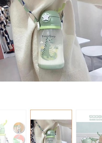 Renkli Çocuk Termos Şişesi - Yeşil suluk sıfır - Görsel 4