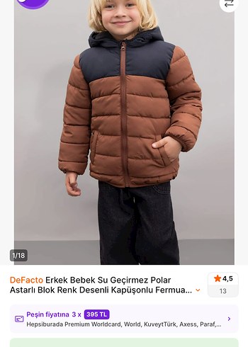 Defacto Erkek Bebek Su Gecirmez Kahverengi Polar Mont