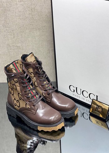 Gucci Acı kahve Desenli Deri Bot - Görsel 3