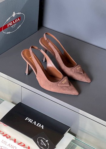 Prada Milano Kahverengi Süet Topuklu Kadın Ayakkabı - Görsel 3