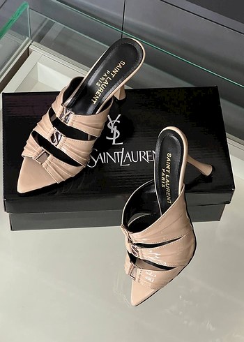 Yves Saint Laurent Bej Stiletto Topuk Terlik - Görsel 4