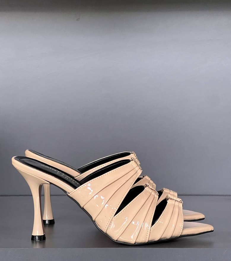 Yves Saint Laurent Bej Stiletto Topuk Terlik - Görsel 5