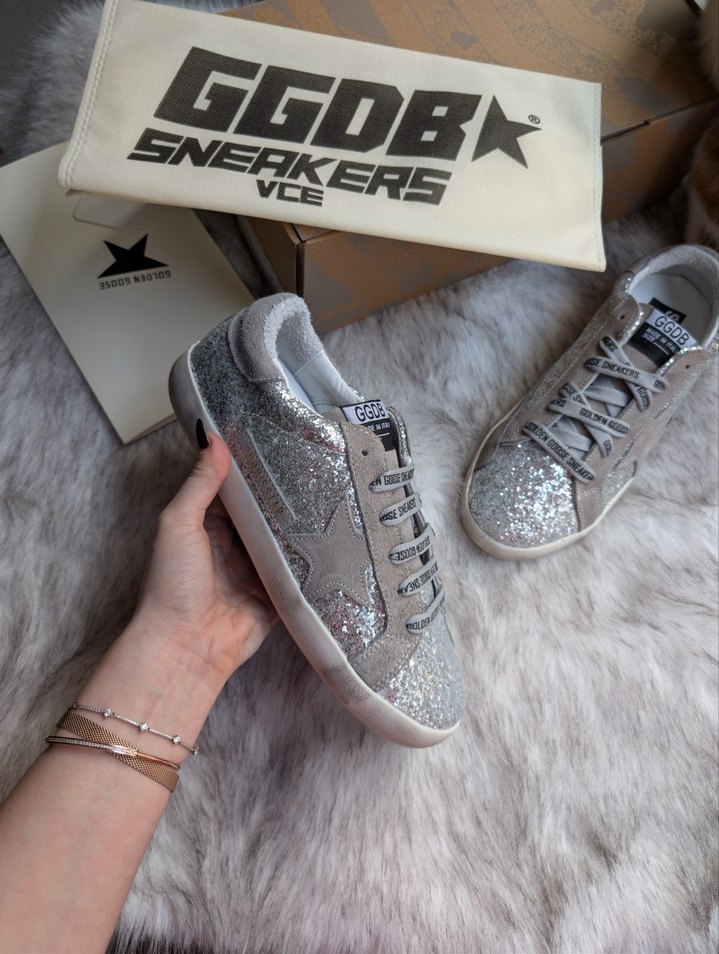 Golden Goose Deluxe Simli Gümüş Kadın Spor ayakkabı - Görsel 5