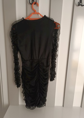 Trendyol & Milla Uzun Kollu Drapeli Siyah Gotik Abiye Elbise