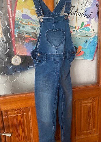 Kız Çocuk Mavi Denim Askılı Tulum