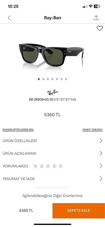 Ray-ban orjinal faturalı