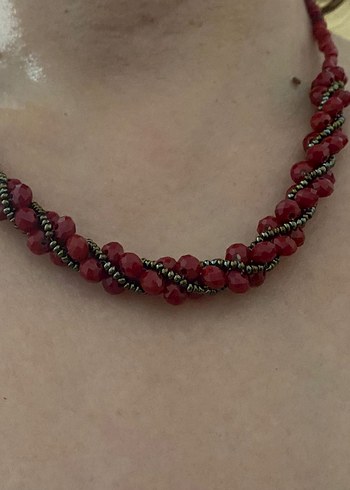 Beden bordo Renk Renkli Nakışlı Bohem Boncuklu Kolye