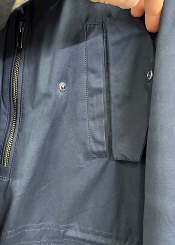 Düğmeli fermuarlı Lacivert Denim Erkek Ceket - Görsel 4