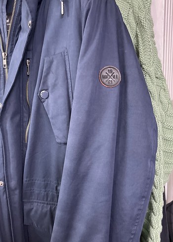 Düğmeli fermuarlı Lacivert Denim Erkek Ceket - Görsel 2