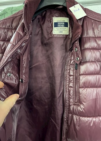 Bordo şişme Fermuarlı Erkek Mont - Görsel 2