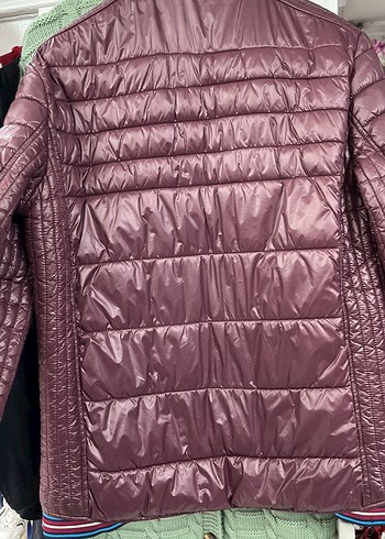 Bordo şişme Fermuarlı Erkek Mont - Görsel 4