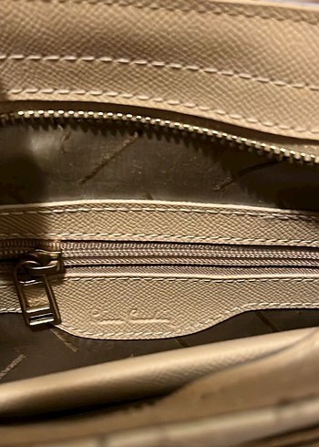 Bej Desenli Fermuarlı Deri Kadın Çanta - Görsel 4