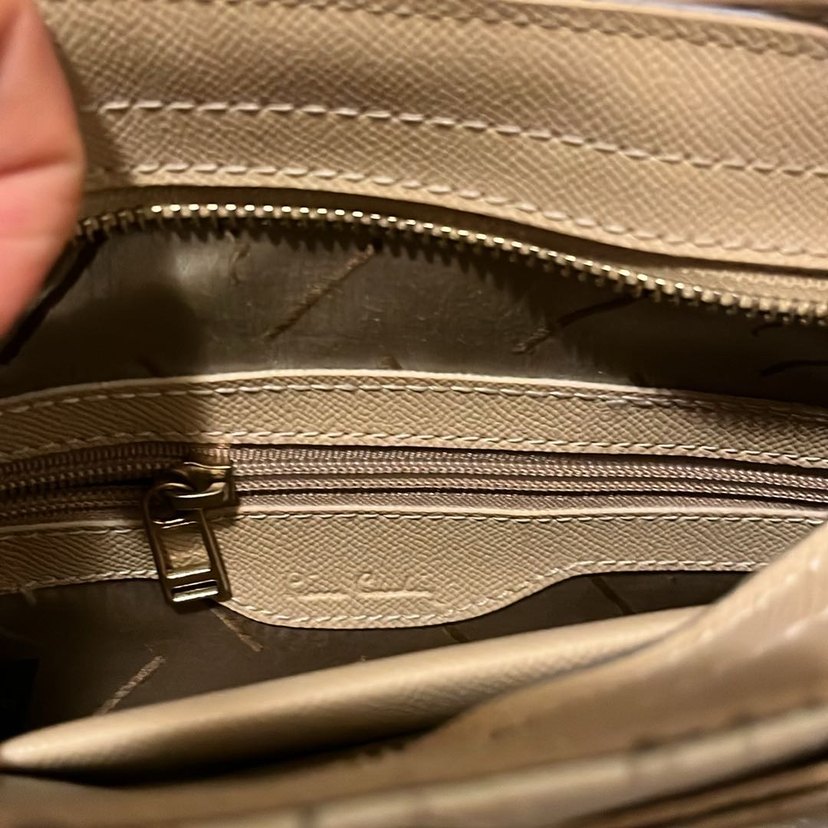 Bej Desenli Fermuarlı Deri Kadın Çanta - Görsel 4