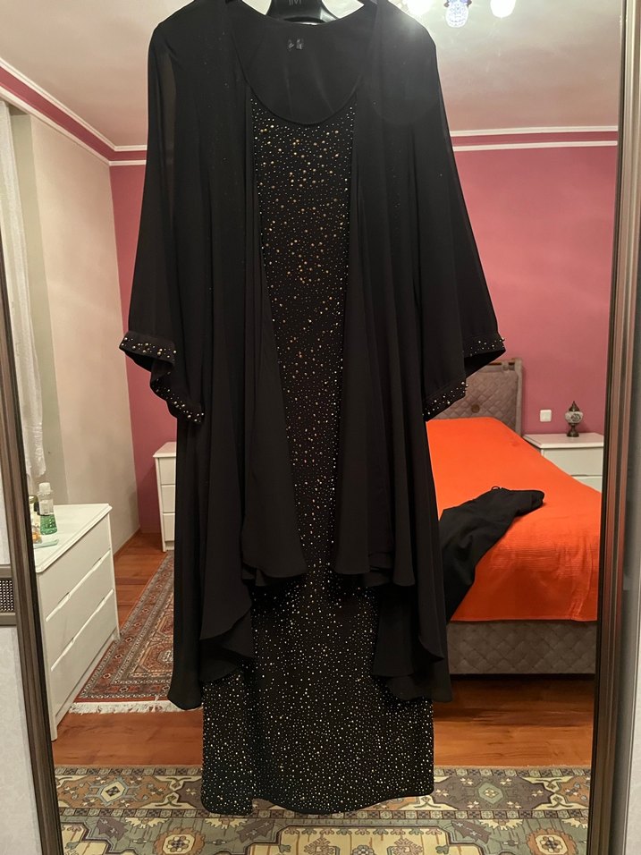 Siyah Uzun Kollu Gotik Uzun Elbise - Görsel 2