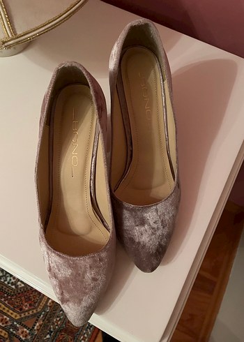 Pembe Süet Simli Kalın Topuklu Kadın Ayakkabı - Görsel 3