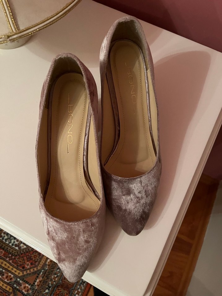 Pembe Süet Simli Kalın Topuklu Kadın Ayakkabı - Görsel 3