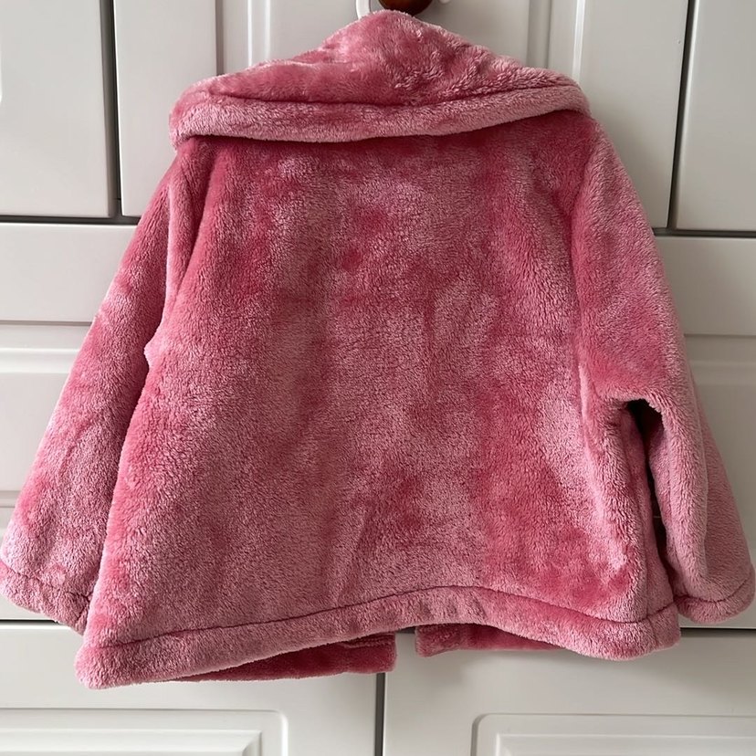 Pembe Peluş Kız Çocuk Kaban - Görsel 2