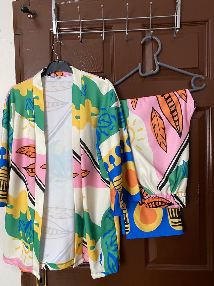 Renkli Baskılı Kadın Kimono - Görsel 4