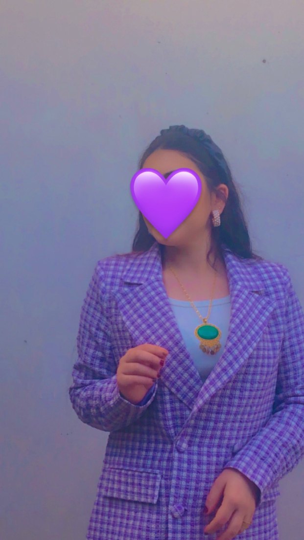 Lila düğmeli blazer ceket - Görsel 2