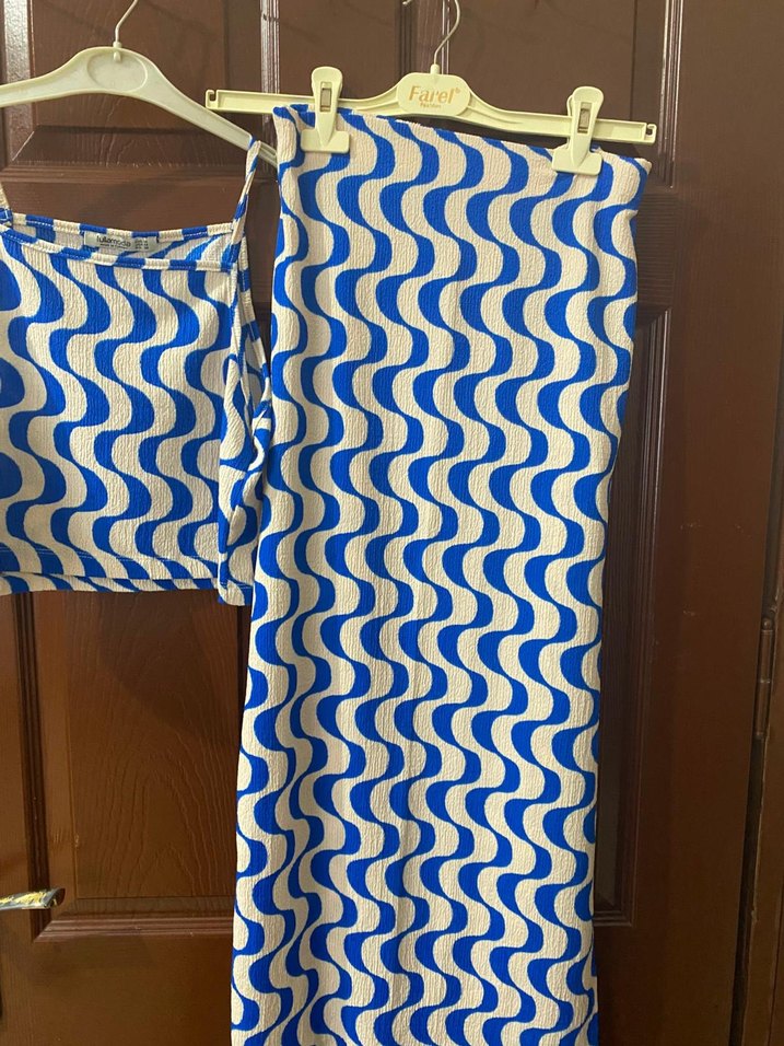 Parlak Mavi Batik Desenli Mutfak Önlüğü - Görsel 3