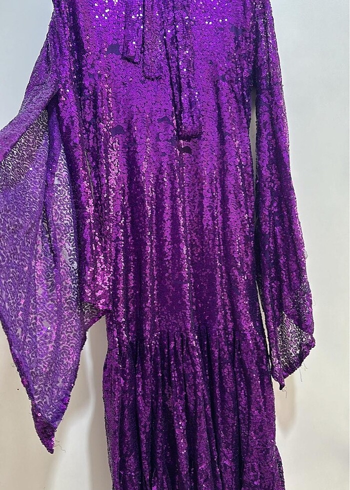 İçi astarlı 11 12 yaş kız çocuk pullu abiye elbise - Görsel 2