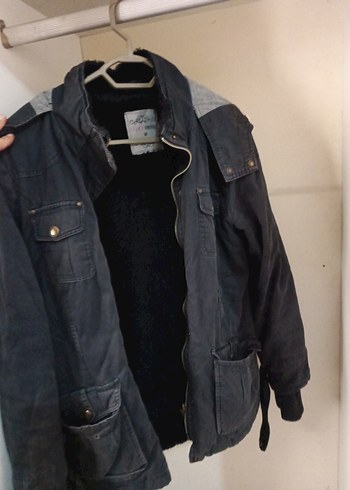 Diğer Gri Düğmeli Denim Kadın mont