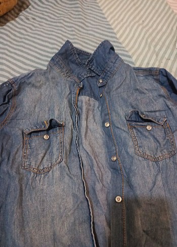 LC Waikiki Gri Mavi Uzun Kollu Denim Gömlek