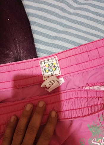 l Beden pembe Renk Pembe Nakışlı Düğmeli Şort