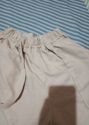 Bej Keten Hamile Şortu Mini Rahat Kesim - Görsel 3