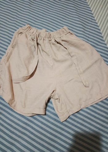 Bej Keten Hamile Şortu Mini Rahat Kesim - Görsel 2