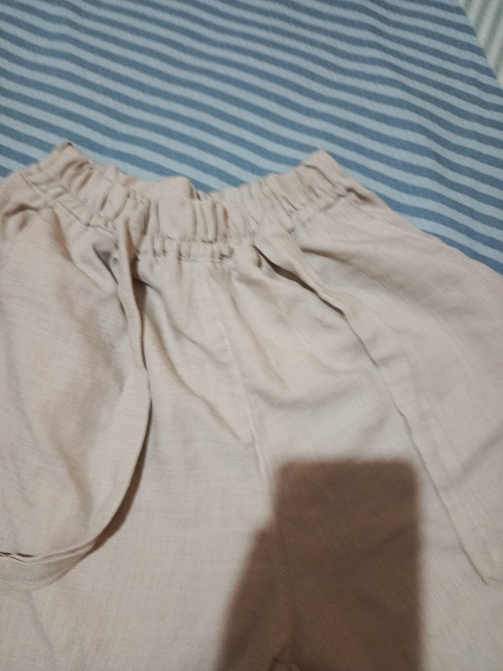 Bej Keten Hamile Şortu Mini Rahat Kesim - Görsel 3