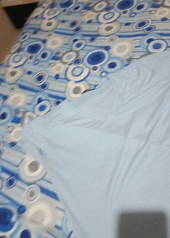 Mavi V Yaka Keten Hamile Tişörtü - Görsel 4