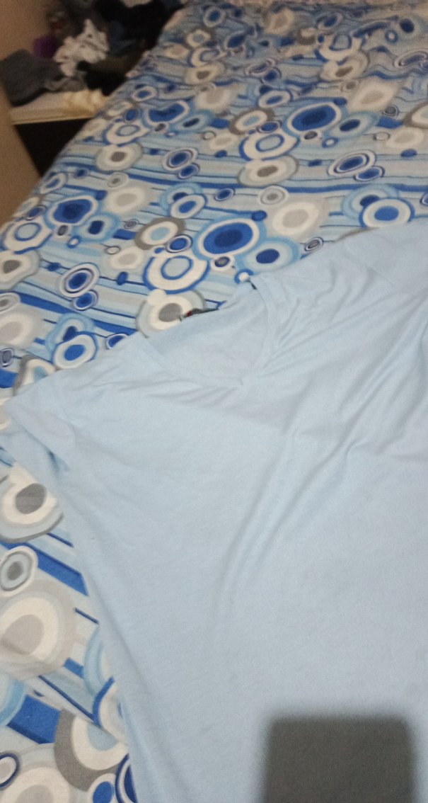 Mavi V Yaka Keten Hamile Tişörtü - Görsel 3