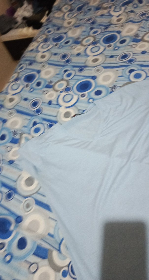 Mavi V Yaka Keten Hamile Tişörtü - Görsel 4